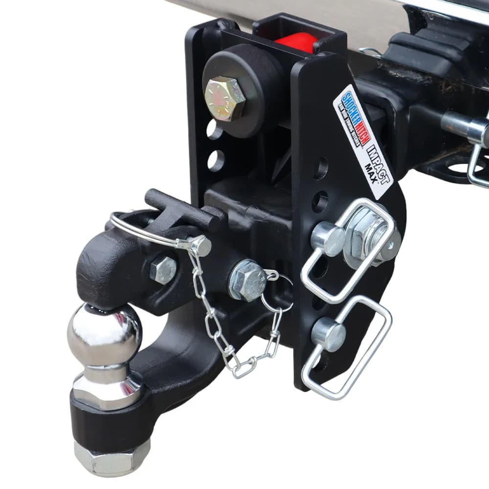 Shocker Impact Max Cushion Hitch & 8-Ton Channel Style Pintle Hook with 2" Ball — Shocker bumper-pull receiver hitch (SKU SH-C100-334-2)