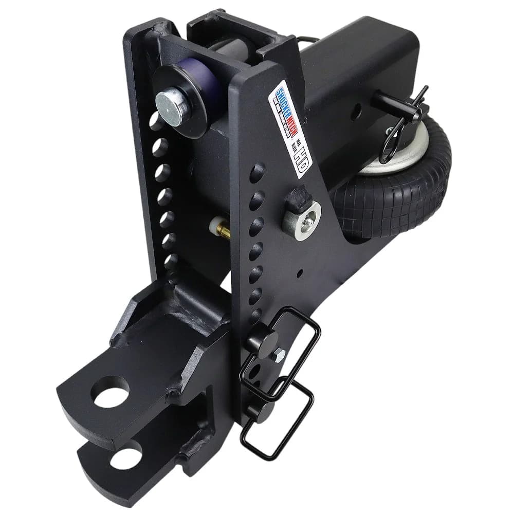 Shocker HD Max Black Super Drop Air Hitch & Clevis Mount — Shocker bumper-pull receiver hitch (SKU SH-HDMB660-300-12)