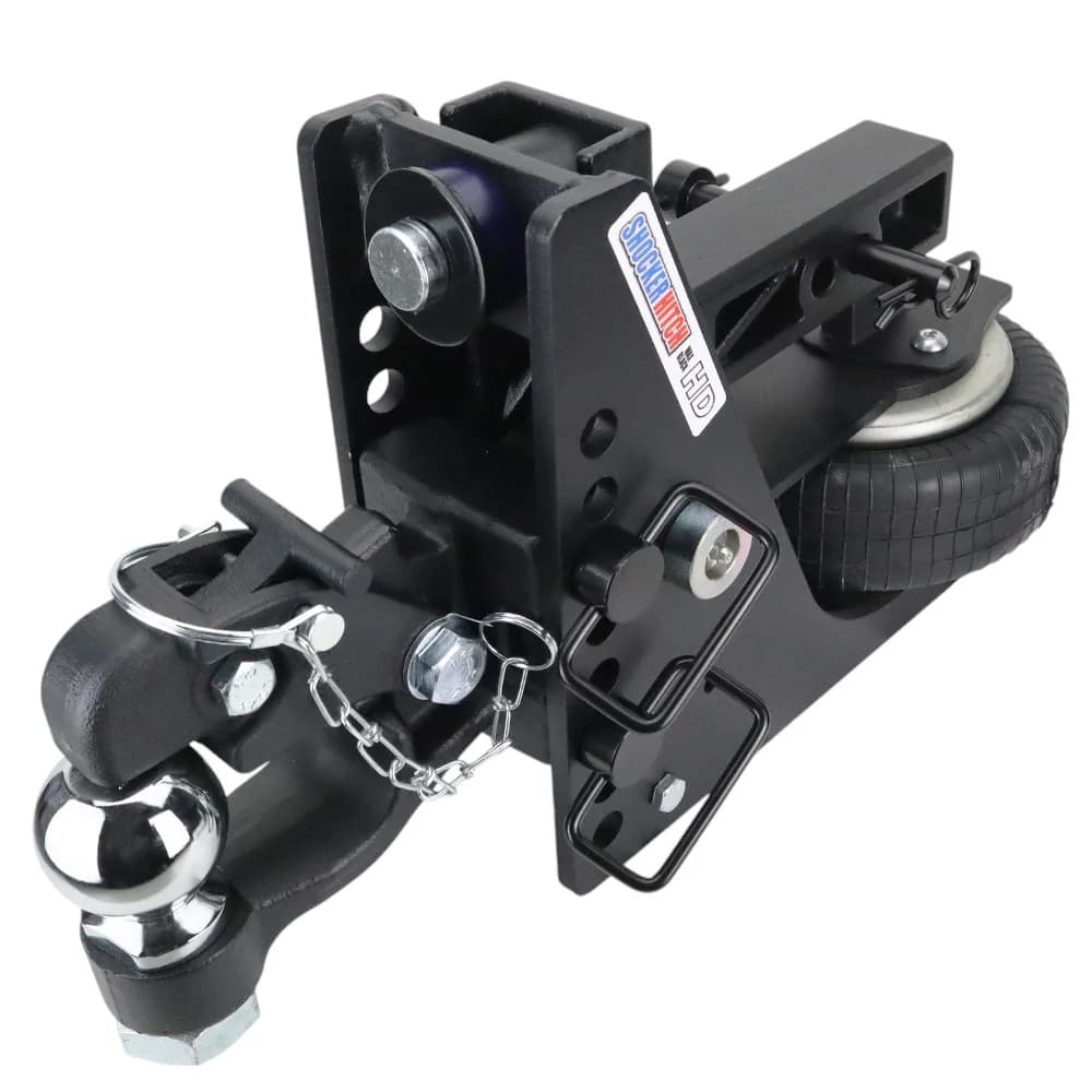 Shocker Max Black HD Air Channel Style Pintle & Ball Hitch — Shocker bumper-pull receiver hitch (SKU SH-HDMB634-200-25)