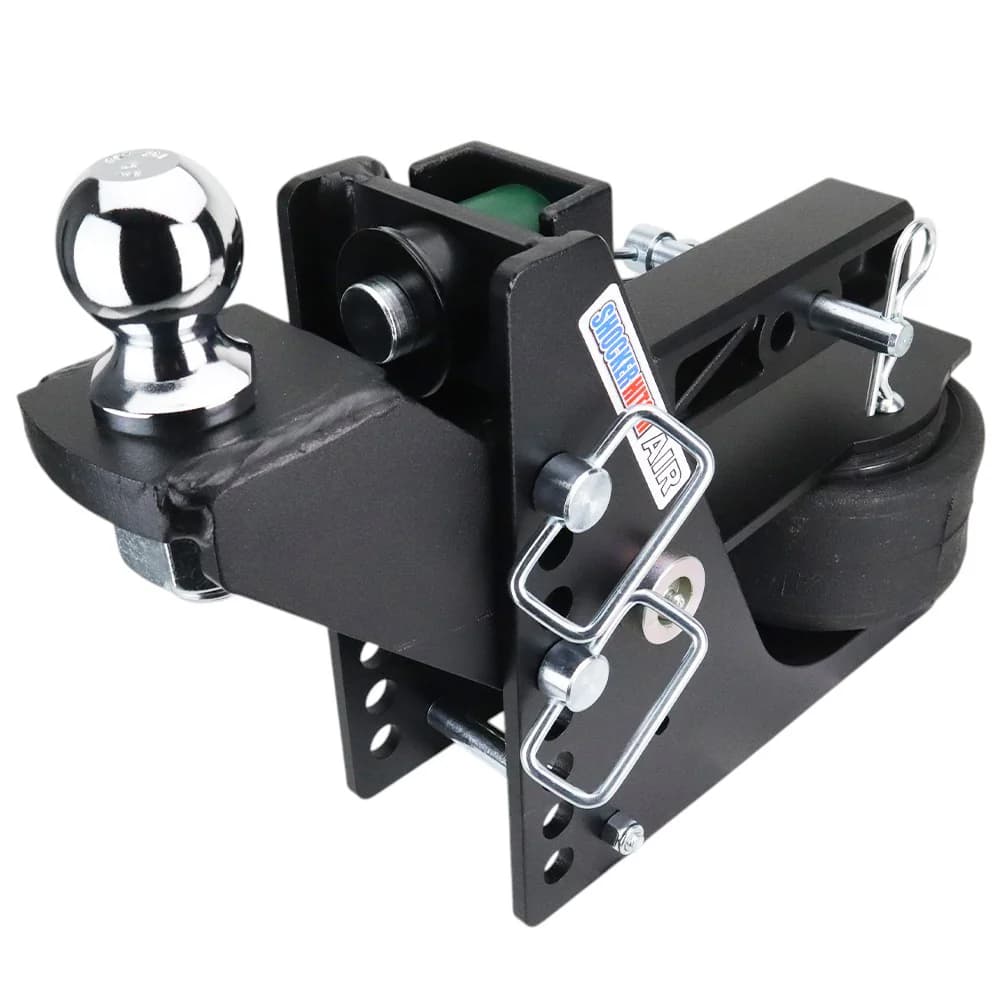 Shocker Max Black Air Hitch & Raised Ball Mount w/ 2" Ball — Shocker bumper-pull receiver hitch (SKU SH-MB610-200-2)