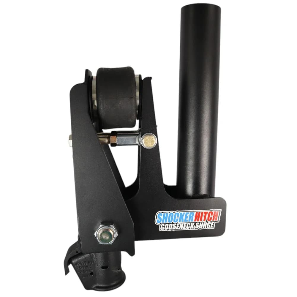 Shocker 9" Offset Gooseneck Surge Air Hitch & Demco Coupler for 2-5/16" Ball — Shocker gooseneck air hitch (SKU SH-4RND-BLK-DEM-9)