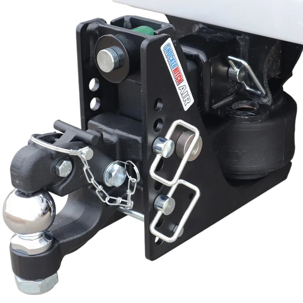 Shocker Max Black Air Channel Style Pintle & Ball Hitch — Shocker bumper-pull receiver hitch (SKU SH-MB634-250-25)