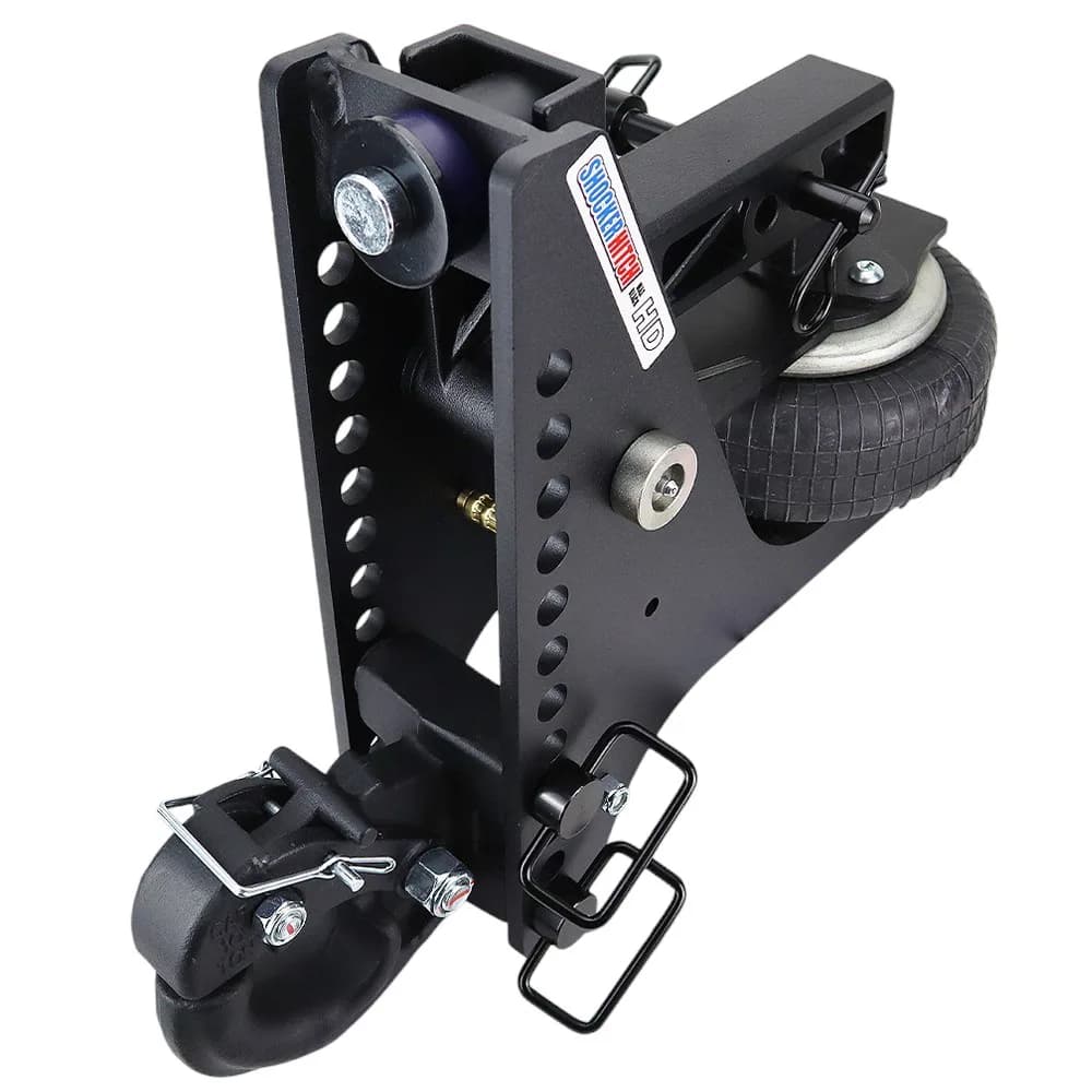 Shocker HD Max Black Super Drop Air Hitch & Channel Style Pintle Hook