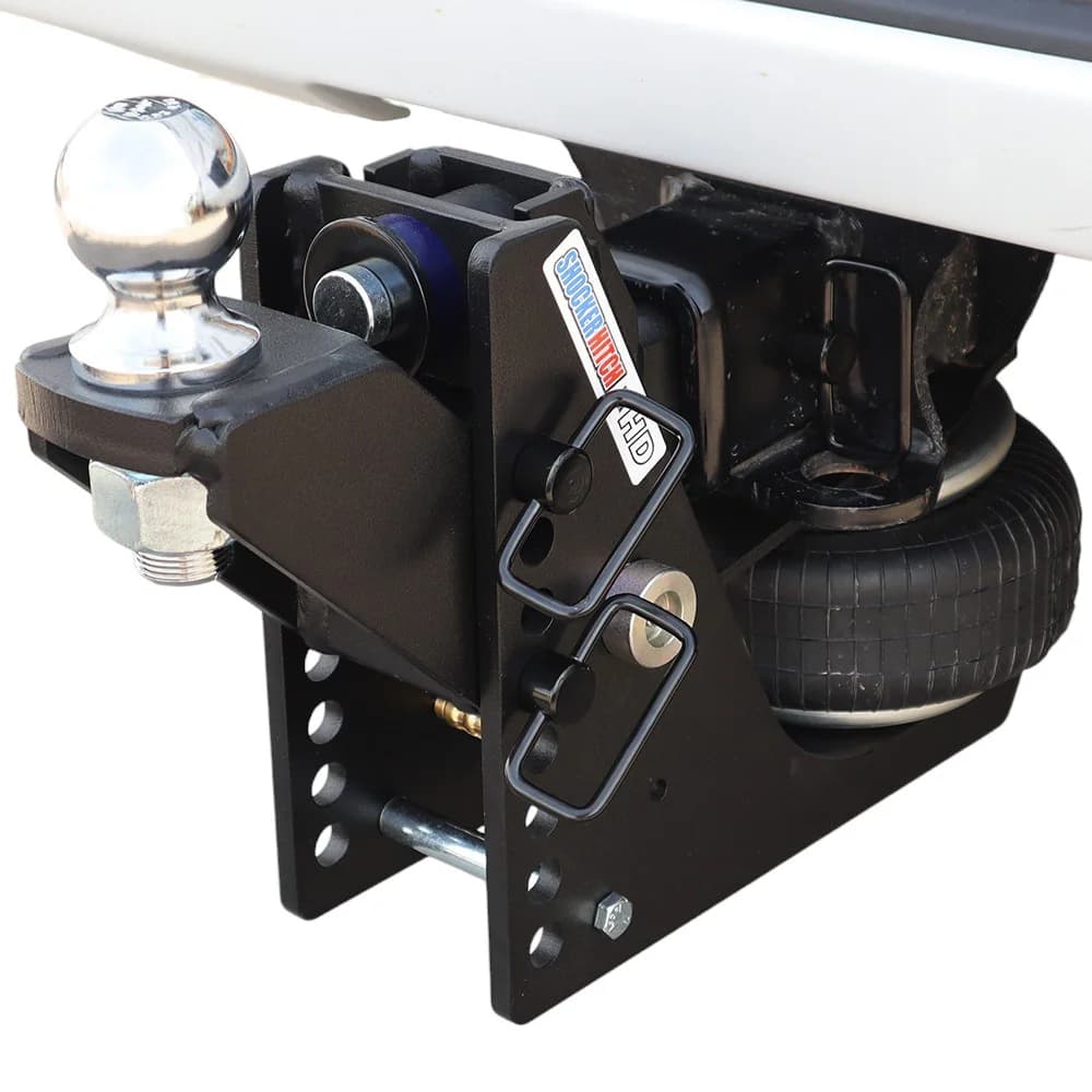 Shocker HD Max Black Air Hitch & Raised Ball Mount w/ 2-5/16" Ball — Shocker bumper-pull receiver hitch (SKU SH-HDMB610-250-25)