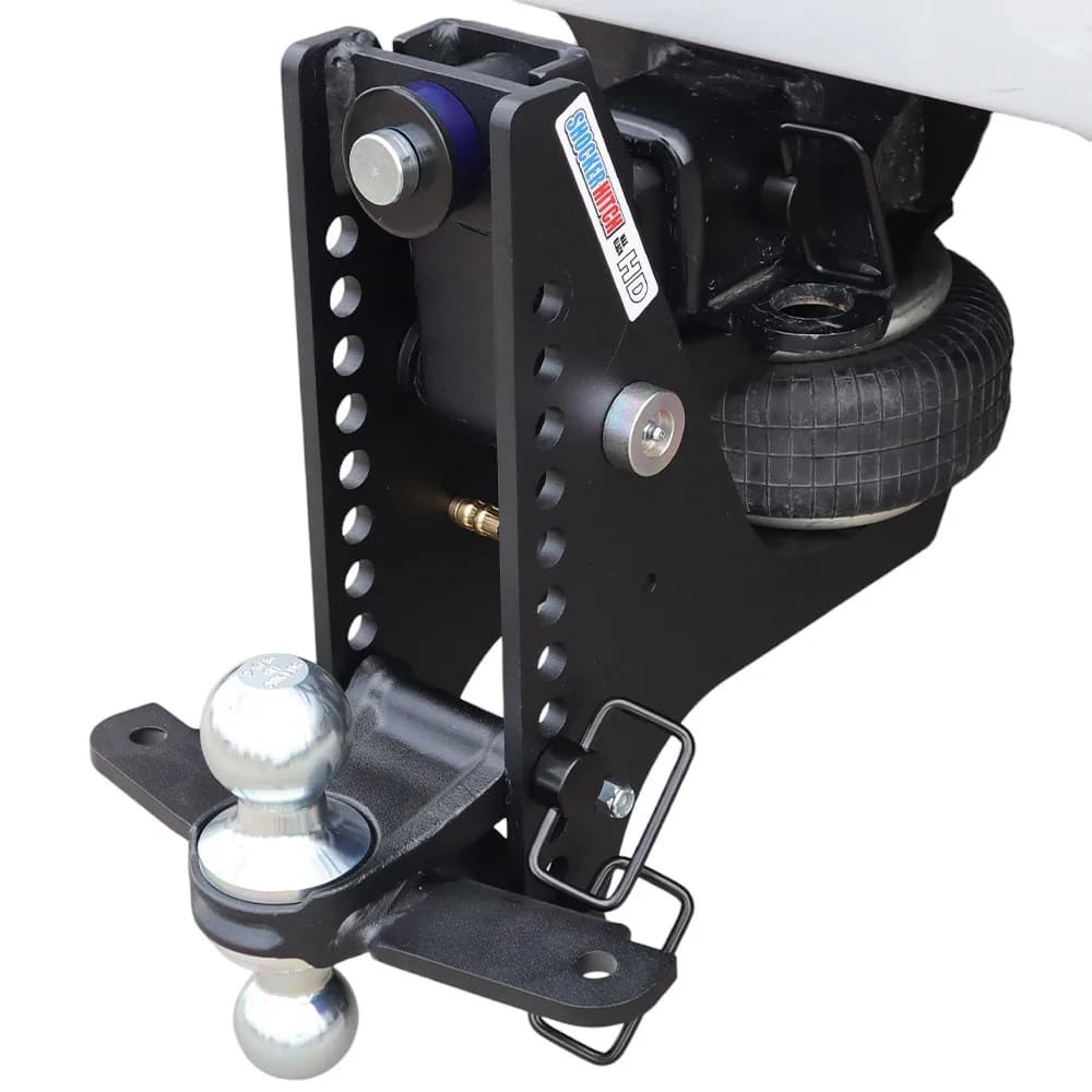 Shocker HD Max Black Super Drop Air Hitch & Chrome Combo Ball Mount Shocker & Sway Bar Tabs