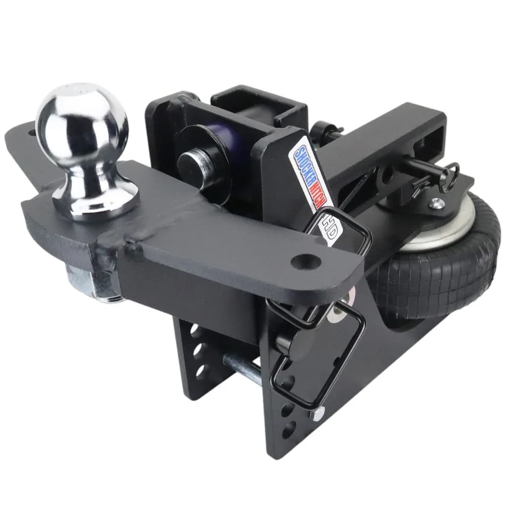 Shocker HD Max Black Air Hitch & Raised Ball Mount w/ 2" Ball & Sway Bar Tabs