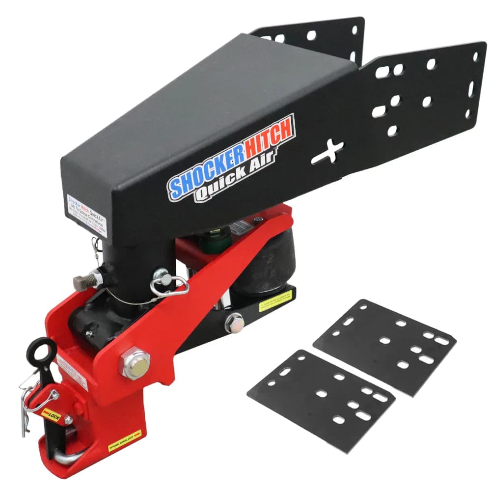 Shocker Quick Air 5th wheel to gooseneck kit with Shift Lock coupler and spacer plates, no chain kit