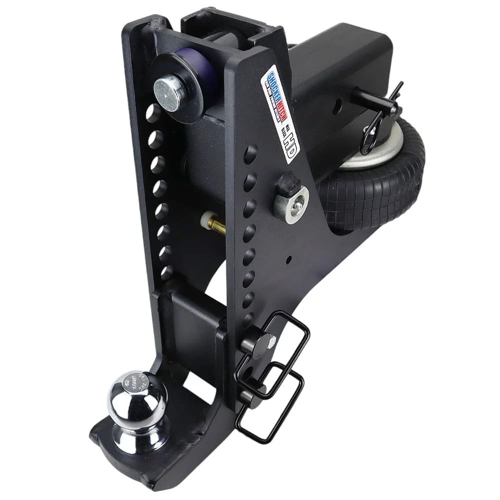 Shocker HD Max Black Super Drop Air Hitch & Drop Ball Mount w/ 2-5/16" Ball — Shocker bumper-pull receiver hitch (SKU SH-HDMB640-300-12-25)