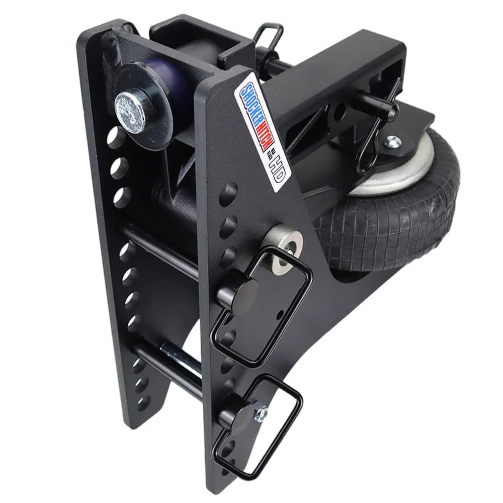 Shocker HD Max Black Super Drop Air Hitch Base Frame Complete w/ Pins (No Ball Mount) — Shocker bumper-pull receiver hitch (SKU SH-HDMB200-200-12)