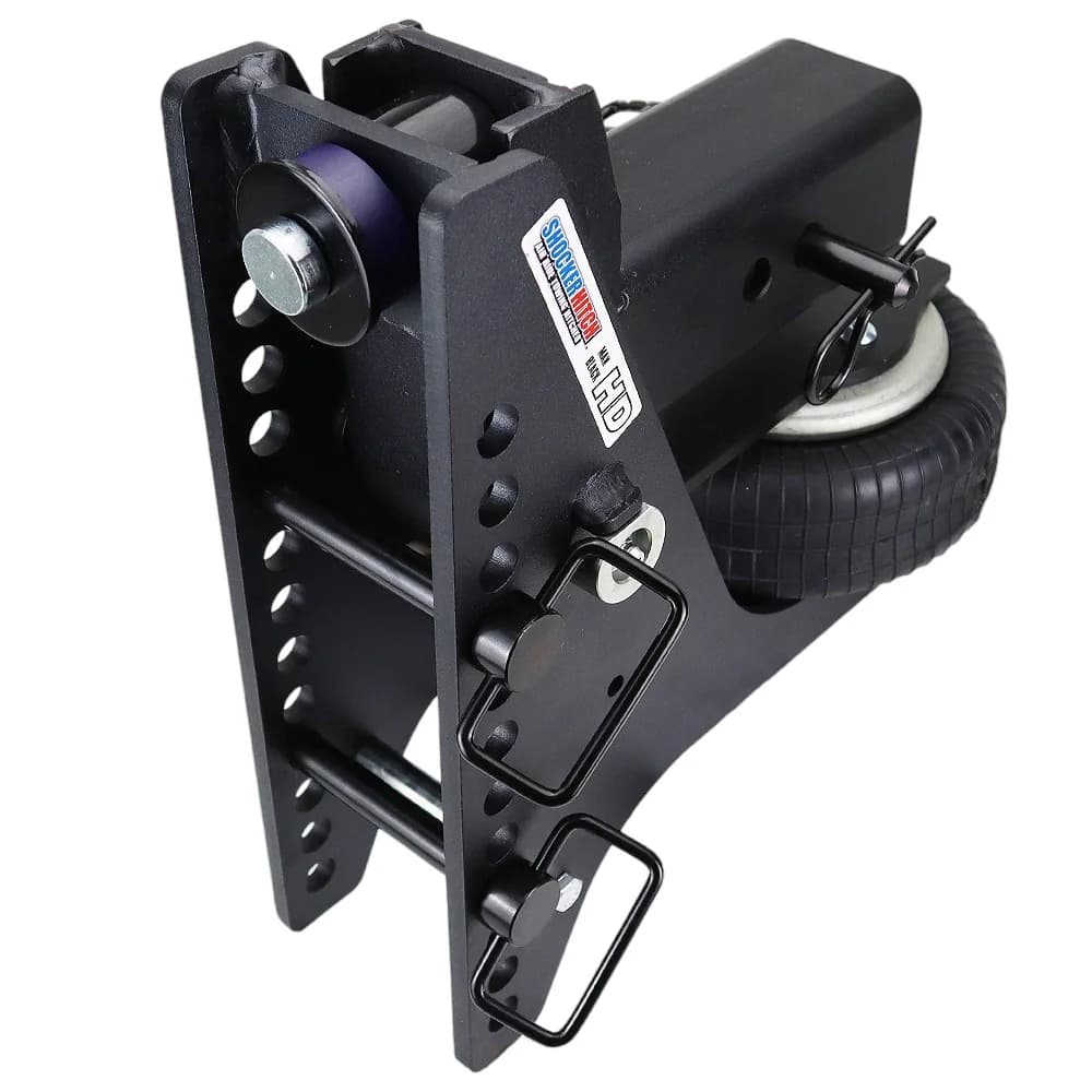 Shocker HD Max Black Super Drop Air Hitch Base Frame Complete w/ Pins (No Ball Mount) — Shocker bumper-pull receiver hitch (SKU SH-HDMB200-300-12)