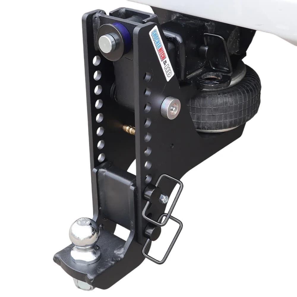 Shocker HD Max Black Super Drop Air Hitch & Drop Ball Mount w/ 2" Ball — Shocker bumper-pull receiver hitch (SKU SH-HDMB640-250-12-2)