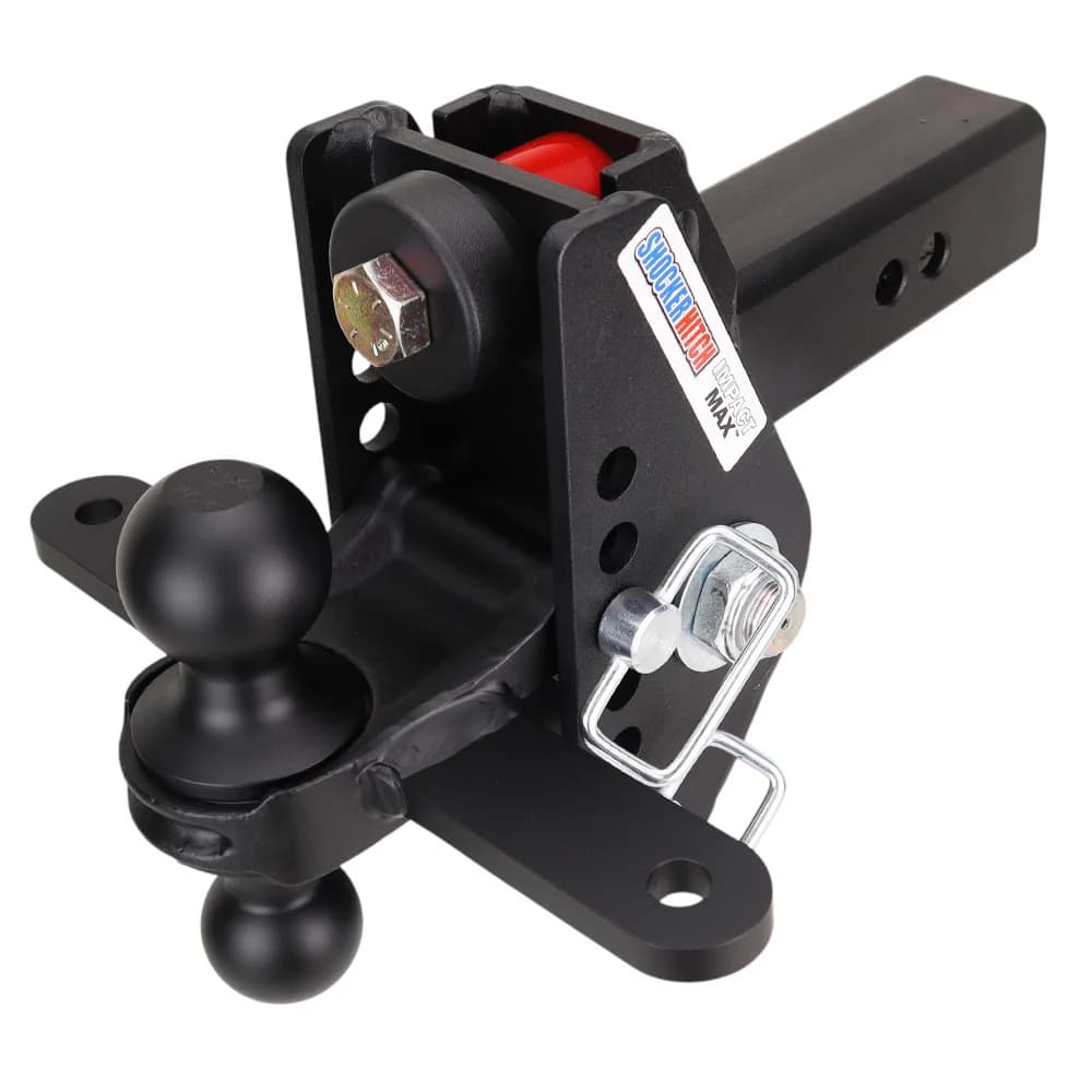 Shocker Impact Max Cushion Hitch & Black Sway Bar Tab Combo Ball Mount w/2" & 2-5/16" Balls — Shocker bumper-pull receiver hitch (SKU SH-C125-340BLK-SC)