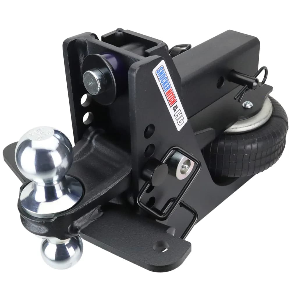 Shocker HD Max Black Air Hitch & Chrome Combo Ball Mount & Sway Bar Tabs