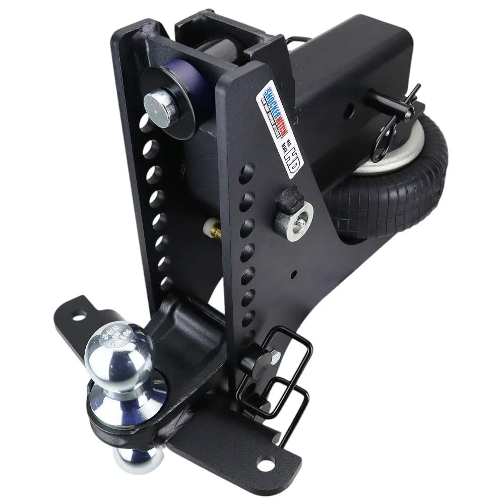 Shocker HD Max Black Super Drop Air Hitch & Chrome Combo Ball Mount Shocker & Sway Bar Tabs