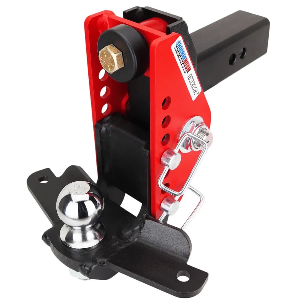 Shocker Impact Cushion Hitch & Drop Ball Mount w/2-5/16" Ball & Sway Bar Tabs — Shocker bumper-pull receiver hitch (SKU SH-125-320-25SC)