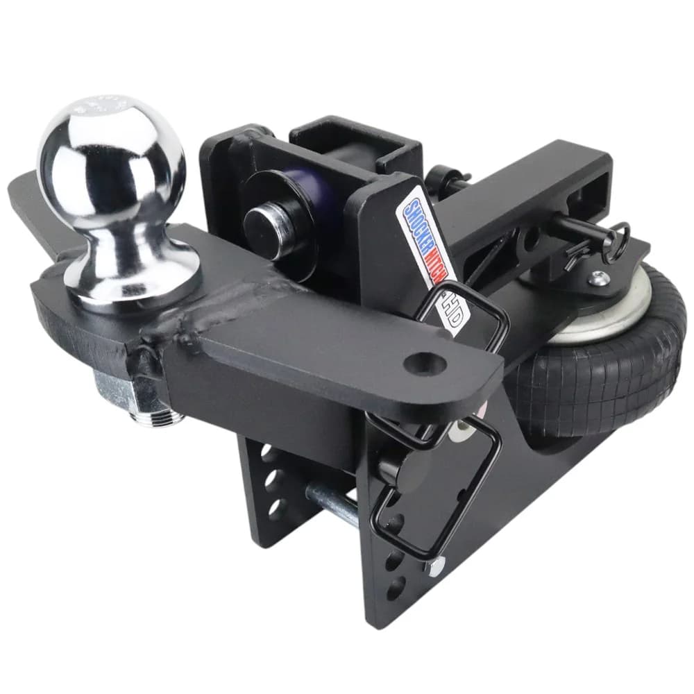 Shocker HD Max Black Air Hitch & Raised Ball Mount w/ 2-5/16" Ball & Sway Bar Tabs — Shocker bumper-pull receiver hitch (SKU SH-HDMB610-200-25SC)