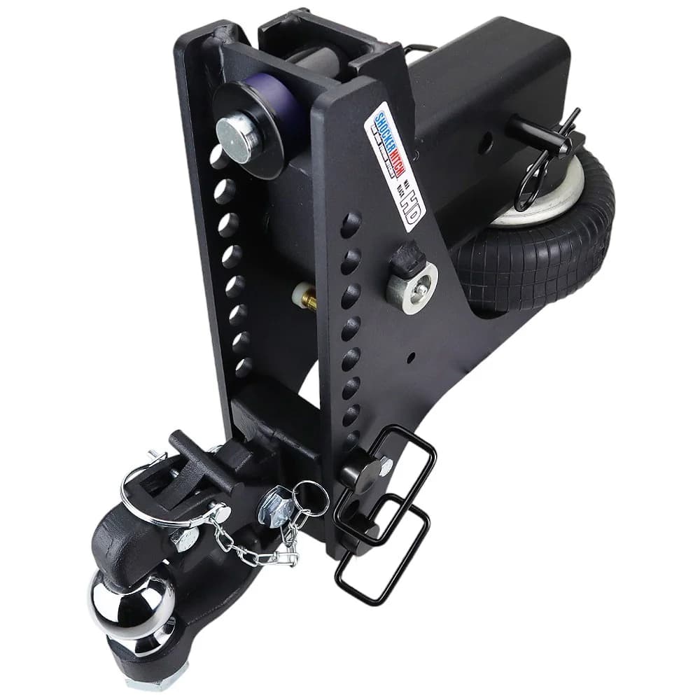 Shocker HD Max Black Super Drop Air Channel Style Pintle & Ball Hitch — Shocker bumper-pull receiver hitch (SKU SH-HDMB634-300-12-25)