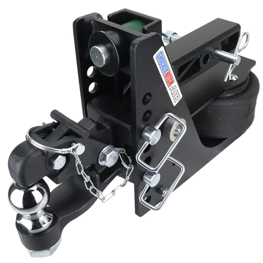 Shocker Max Black Air Channel Style Pintle & Ball Hitch — Shocker bumper-pull receiver hitch (SKU SH-MB634-200-2)