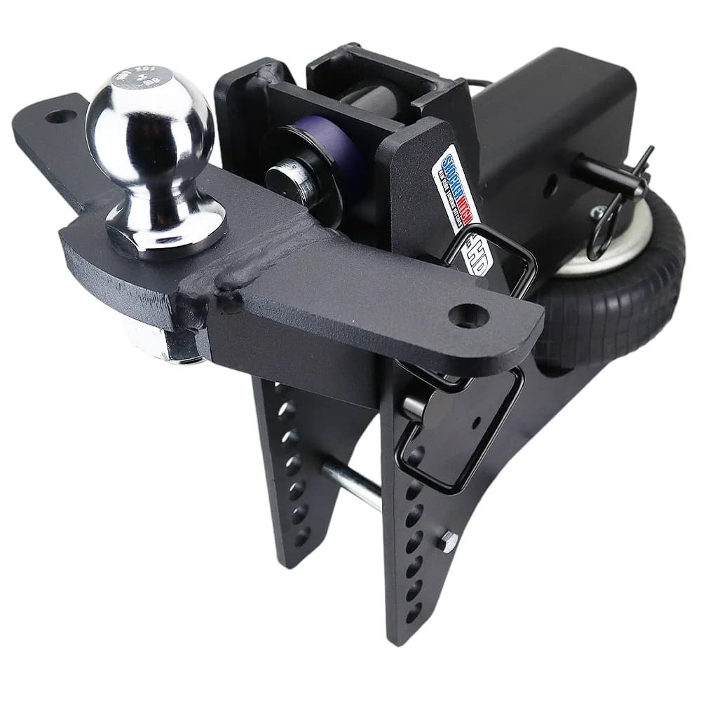 Shocker HD Max Black Super Drop Air Hitch & Raised Ball Mount w/ 2-5/16" Ball & Sway Bar Tabs — Shocker bumper-pull receiver hitch (SKU SH-HDMB610-300-12-25SC)