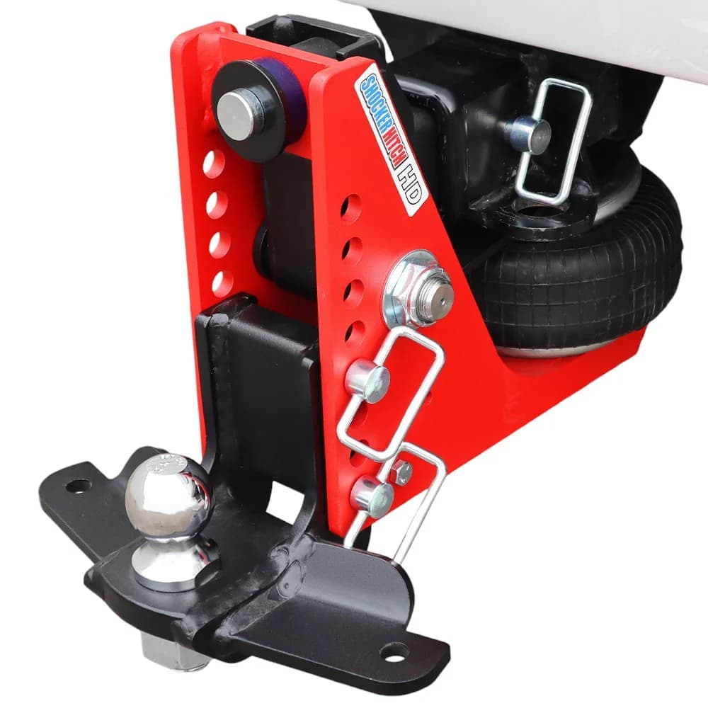 Shocker HD Air Hitch & Drop Ball Mount w/ 2" Ball & Sway Bar Tabs — Shocker bumper-pull receiver hitch (SKU SH-HD640-250-2SC)
