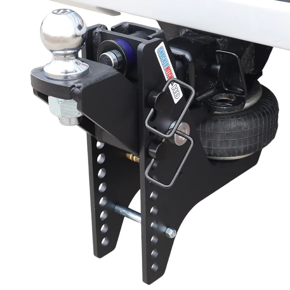 Shocker HD Max Black Super Drop Air Hitch & Raised Ball Mount w/ 2-5/16" Ball — Shocker bumper-pull receiver hitch (SKU SH-HDMB610-250-12-25)