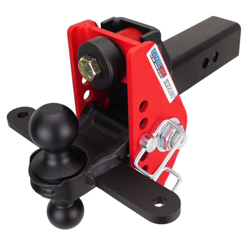 Shocker Impact Cushion Hitch & Black Sway Bar Tab Combo Ball Mount w/2" & 2-5/16" Balls — Shocker bumper-pull receiver hitch (SKU SH-125-340BLK-SC)