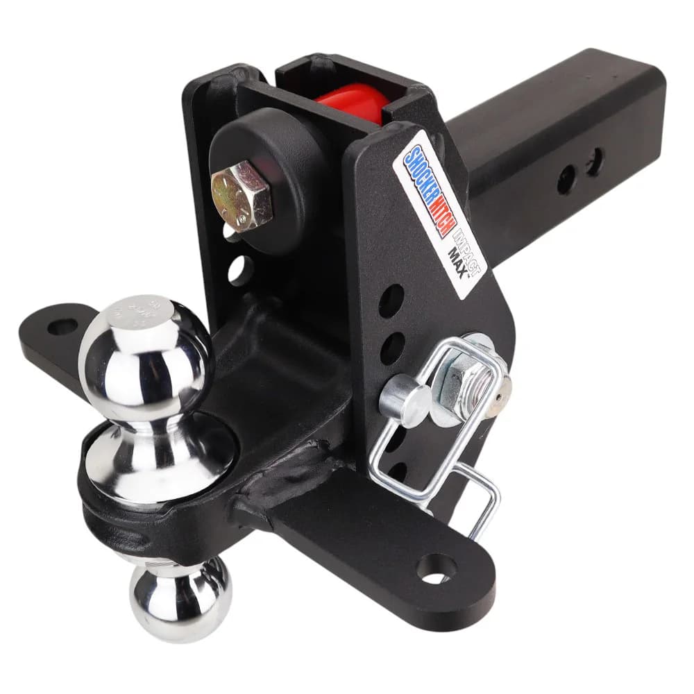 Shocker Impact Max Cushion Hitch & Chrome Sway Bar Tab Combo Ball Mount w/2" & 2-5/16" Balls — Shocker bumper-pull receiver hitch (SKU SH-C125-340C-SC)