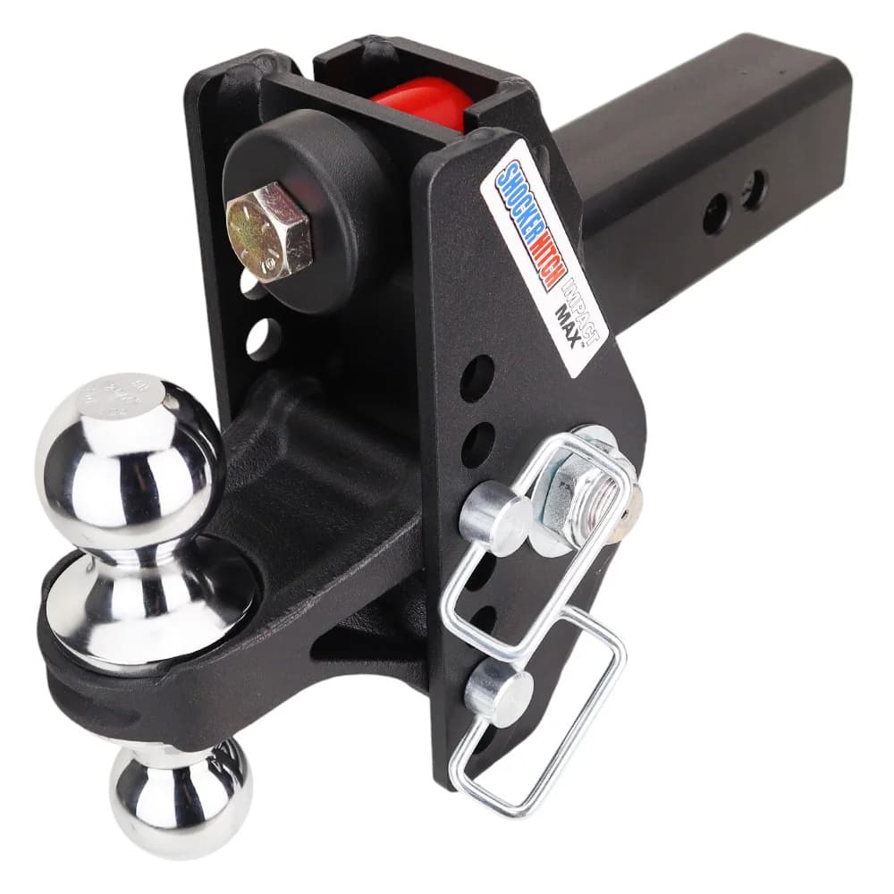 Shocker Impact Max Cushion Hitch & Chrome Combo Ball Mount w/2" & 2-5/16" Balls — Shocker bumper-pull receiver hitch (SKU SH-C125-340C)