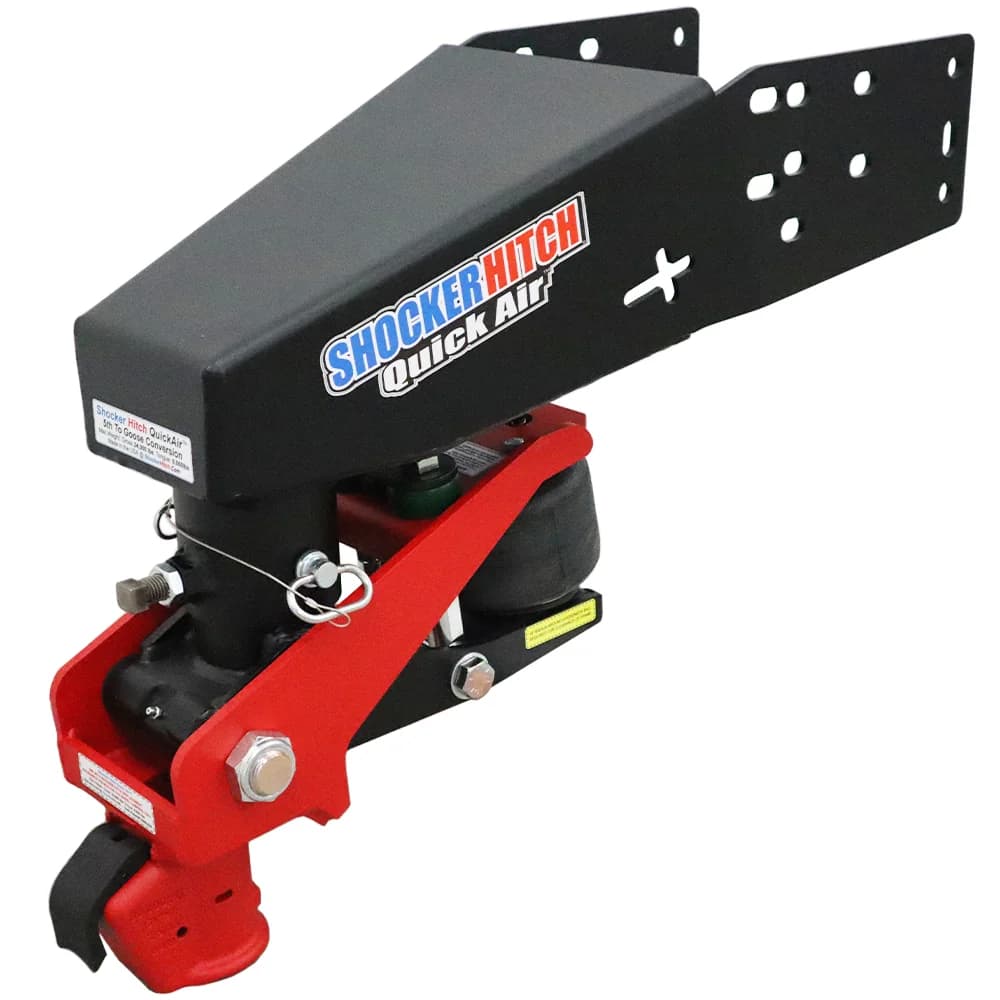 Shocker Quick Air 5th Wheel to Gooseneck Air Hitch & Demco Coupler Conversion Kit - Fits the Lippert 1716, 1116, 0115, FabEx 500, 503, 520, 530, 560 — Shocker 5th-wheel / camper hitch (SKU SH-4RND-STR-DEM-CA/SH-RVGC-4410)