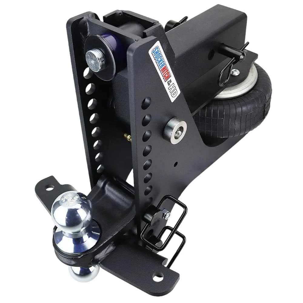 Shocker HD Max Black Super Drop Air Hitch & Chrome Combo Ball Mount Shocker & Sway Bar Tabs