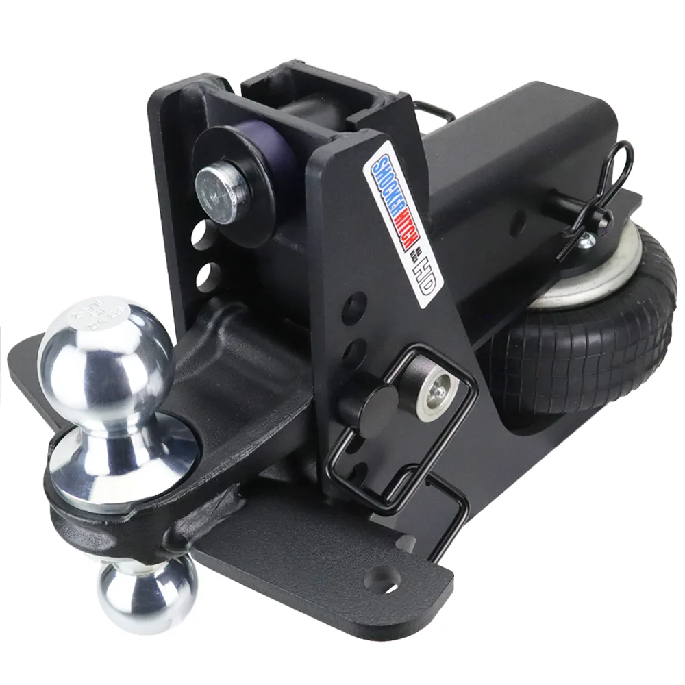 Shocker HD Max Black Air Hitch & Chrome Combo Ball Mount & Sway Bar Tabs