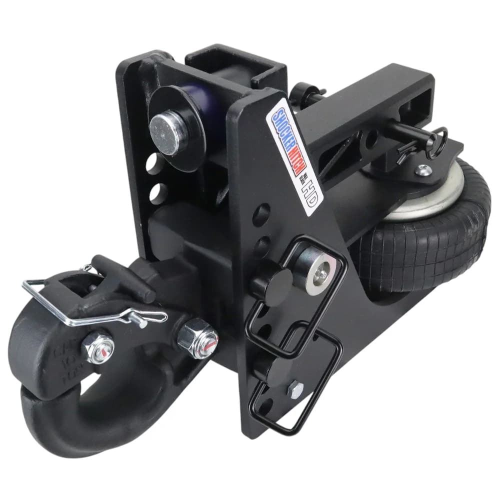 Shocker HD Max Black Air Hitch & Channel Style Pintle Hook — Shocker bumper-pull receiver hitch (SKU SH-HDMB633-200)
