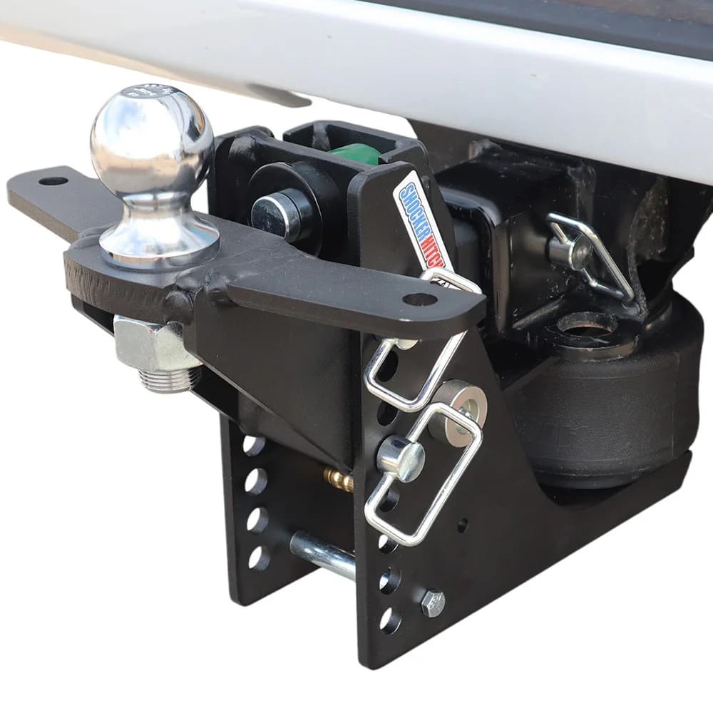Shocker Max Black Air Hitch & Raised Ball Mount w/ 2-5/16" Ball & Sway Bar Tabs — Shocker bumper-pull receiver hitch (SKU SH-MB610-250-25SC)