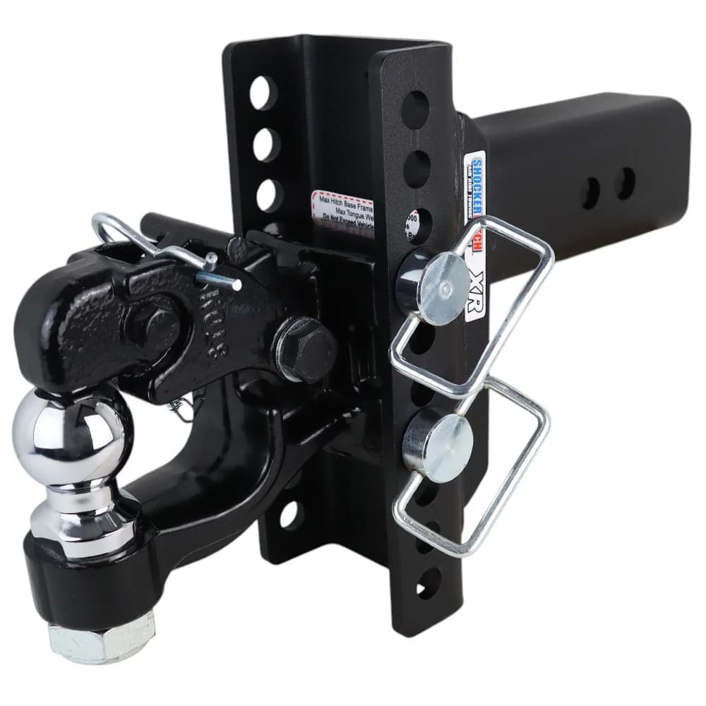 Shocker XR Channel Style Pintle & Ball Hitch w/2" Ball — Shocker bumper-pull receiver hitch (SKU SH-XR130-334-2)