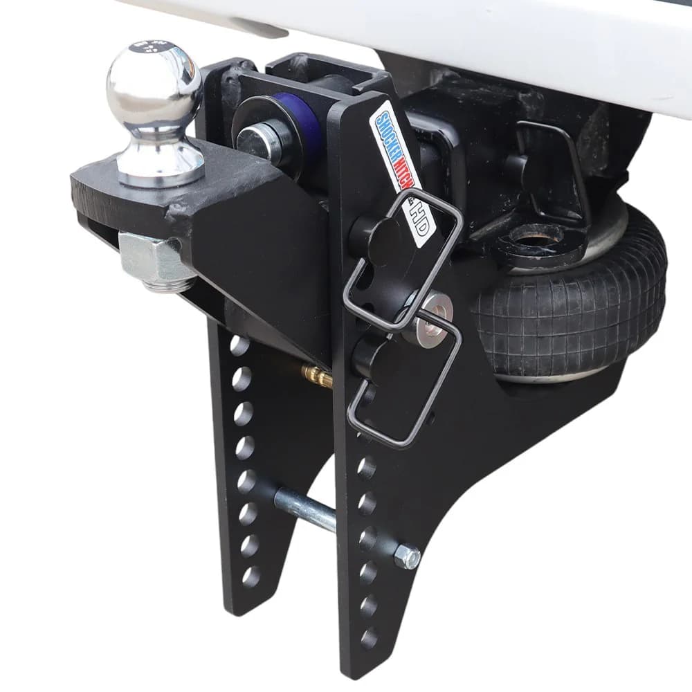 Shocker HD Max Black Super Drop Air Hitch & Raised Ball Mount w/ 2" Ball — Shocker bumper-pull receiver hitch (SKU SH-HDMB610-250-12-2)